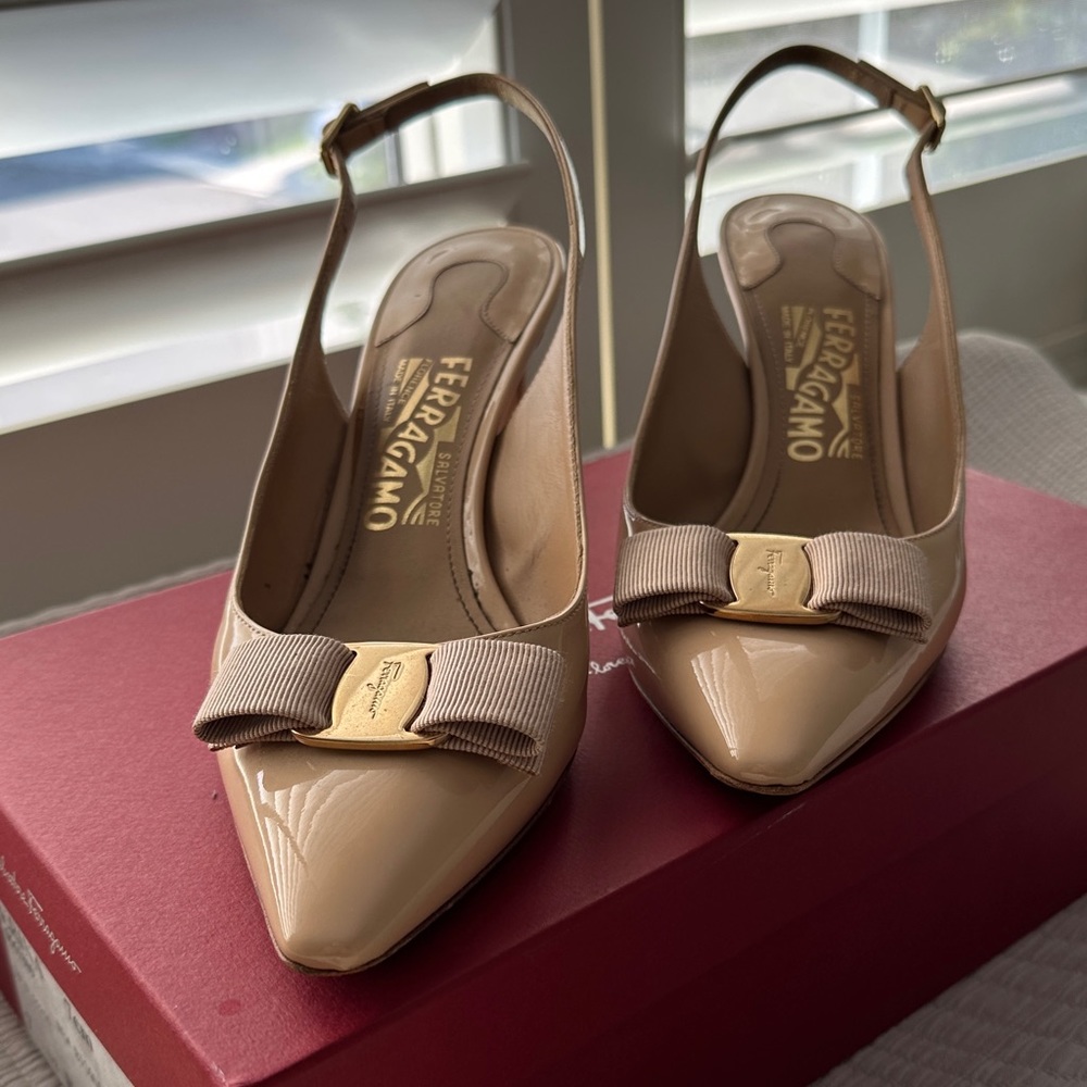 Salvatore Ferragamo Ortigia Slingback Pumps with Vara Bow